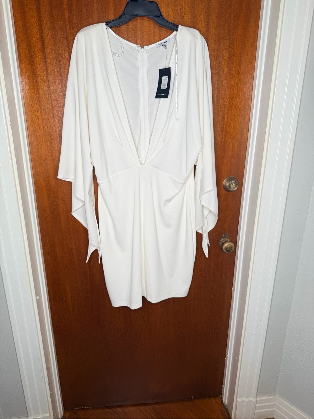 Fashion Nova White V-Neck Flutter Sleeve Mini Dress